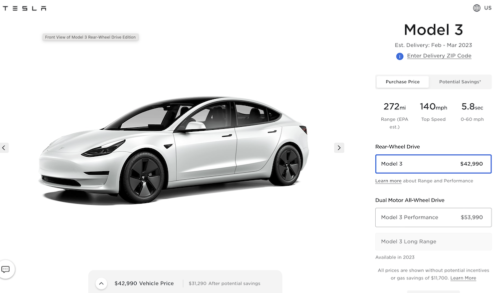 美國Model 3價格